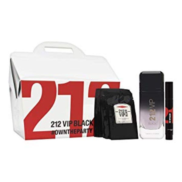 Carolina Herrera 212 VIP Black M Set / EDP 100ml / EDP 3ml / 12pcs shower gelx8 ml