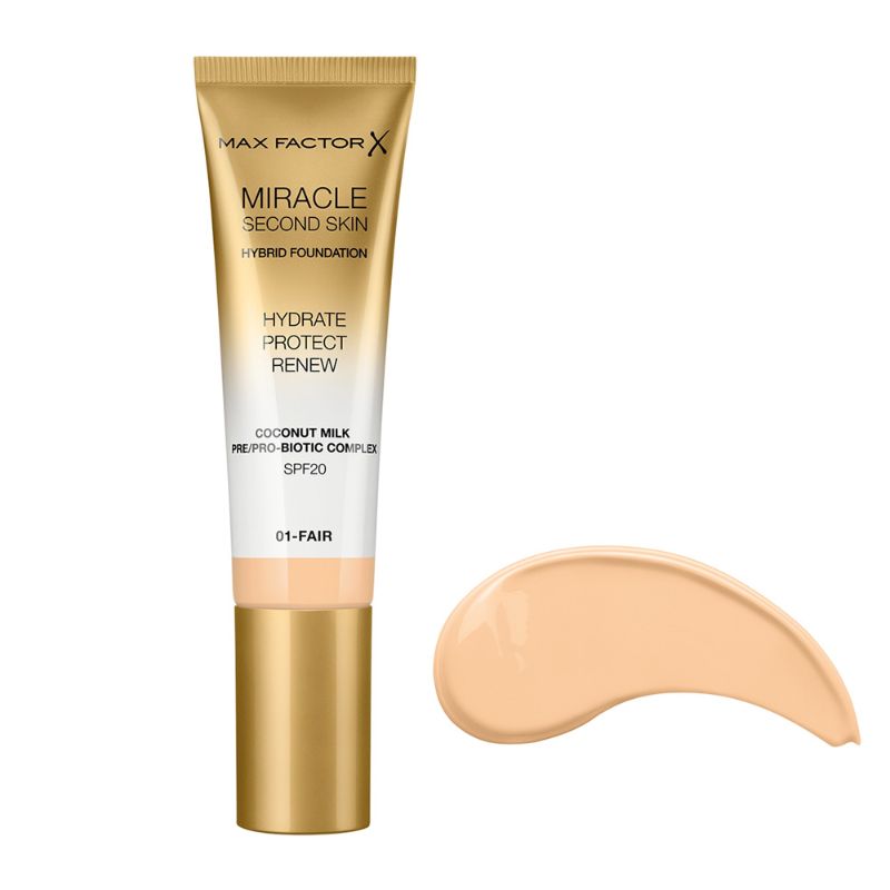 Max Factor Miracle Second Skin Spf 20 Hybrid Foundation 01 Fair 30ml