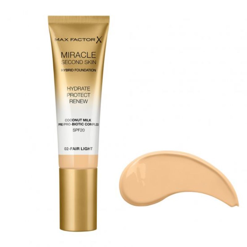 Max Factor Miracle Second Skin Spf 20 Hybrid Foundation 02 Fair Light 30ml