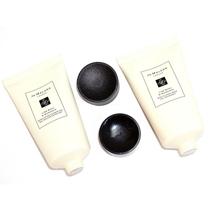 Travel Set Jo Malone: Lime Basil & Mandarine Exfoliating Shower Gel 50 ml + Lime Basil & Mandarine Body Wash For Hands & Body 50 ml